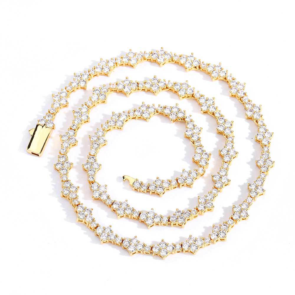 Tennis Chain Necklace and Bracelet Set with Cubic Zirconia in Gold or White Gold