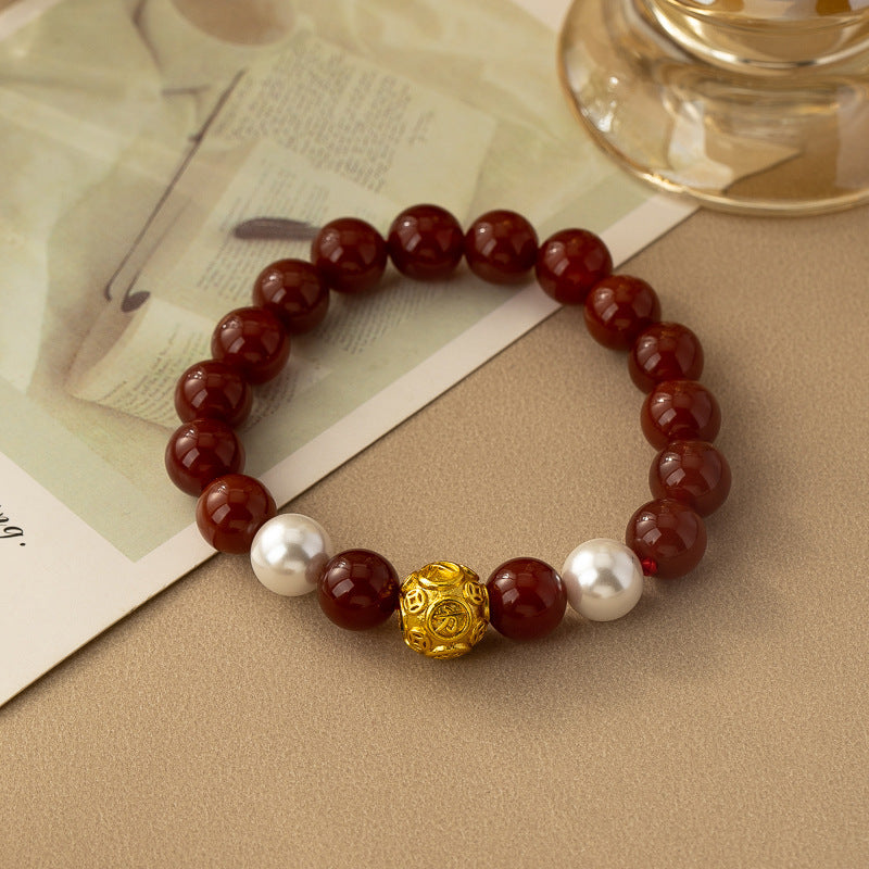 Women's Ancient Frog Skin Vintage Glass Chinese Style Bracelet