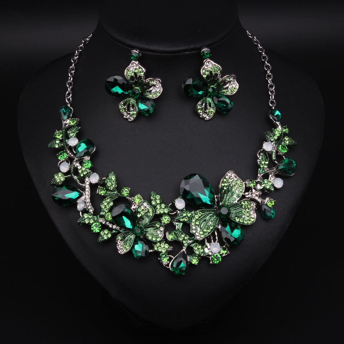 Jewel Flower Crystal Suite Banquet Dress Earrings