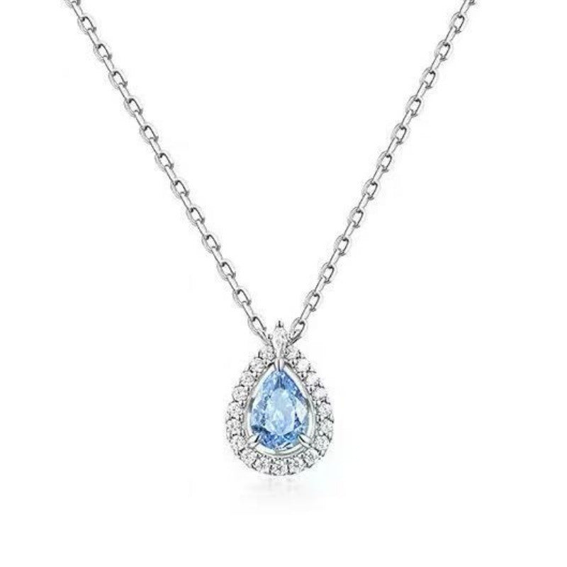 Women's Sterling Sier Blue Tears Drop For Light Luxury Necklace