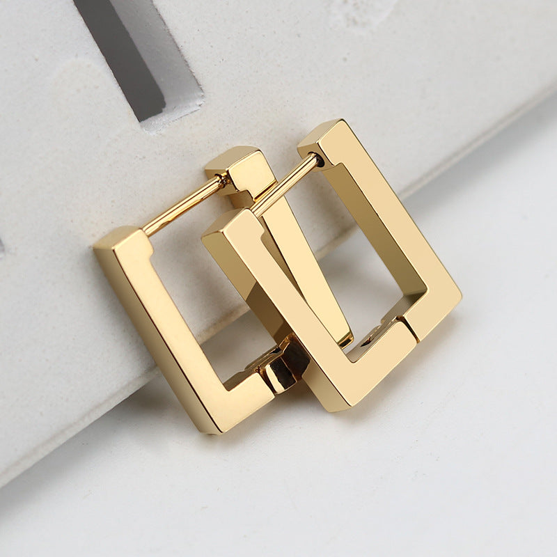 Steel Geometric Personality Hexagon Ear Clip Simple Square Earrings