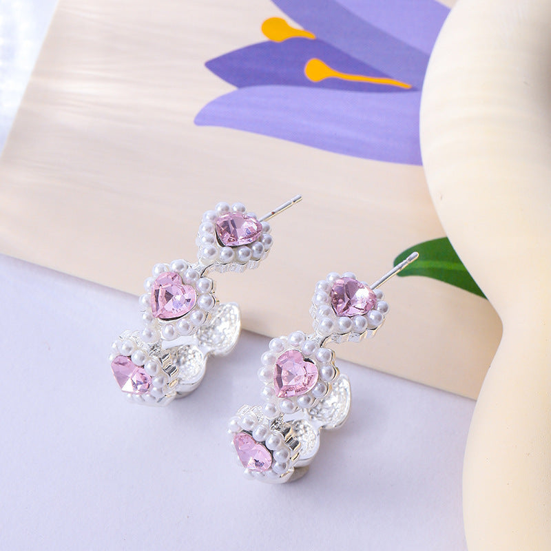 Needle Light Luxury French Pearl Retro Design Cat Eye Star Stud Earrings