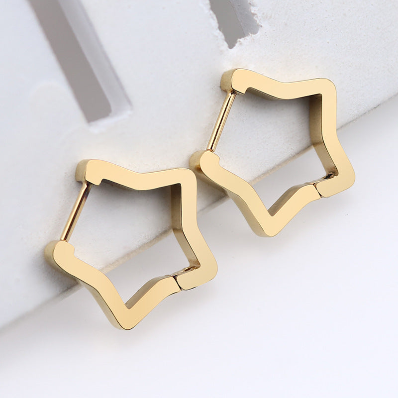 Steel Geometric Personality Hexagon Ear Clip Simple Square Earrings