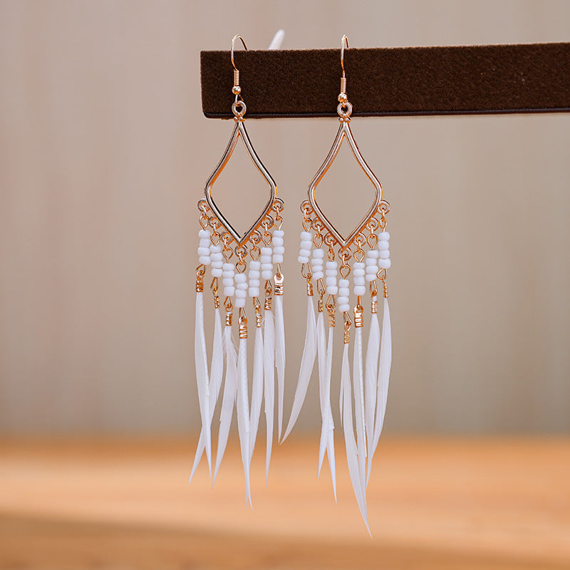 Women's Bohemian Ethnic Tassel Blue Ear Vintage Earrings