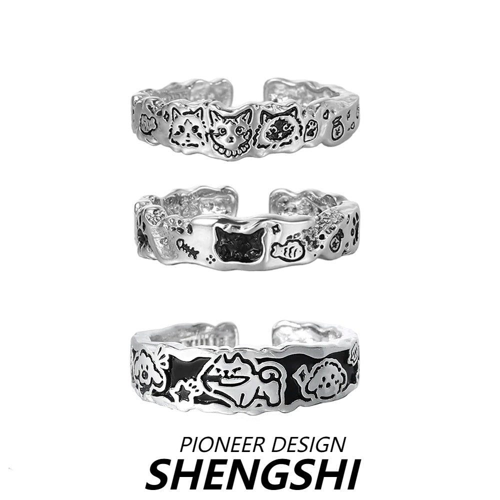 Women's Personality Texture Affordable Luxury Style Open Niche High Rings