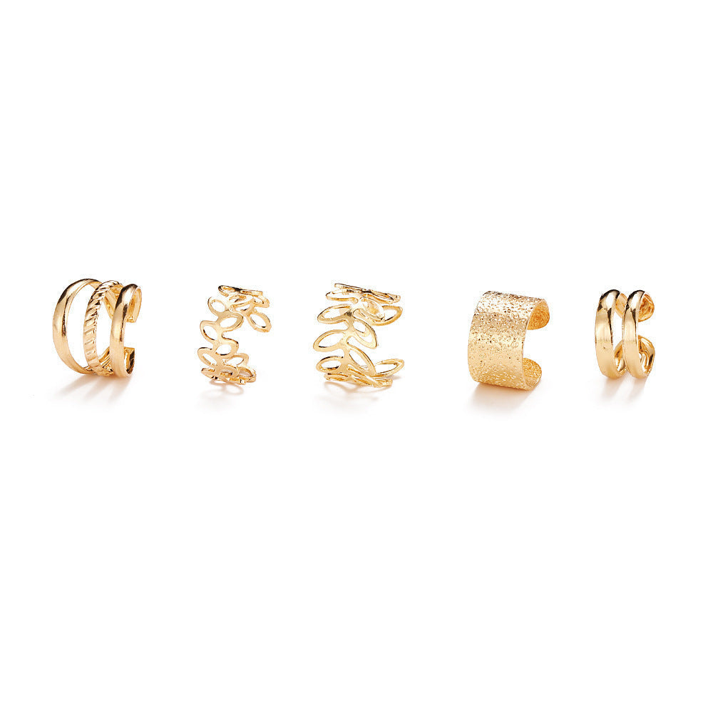Creative Simple Personalized Golden Leaf Hollow Ear Clip