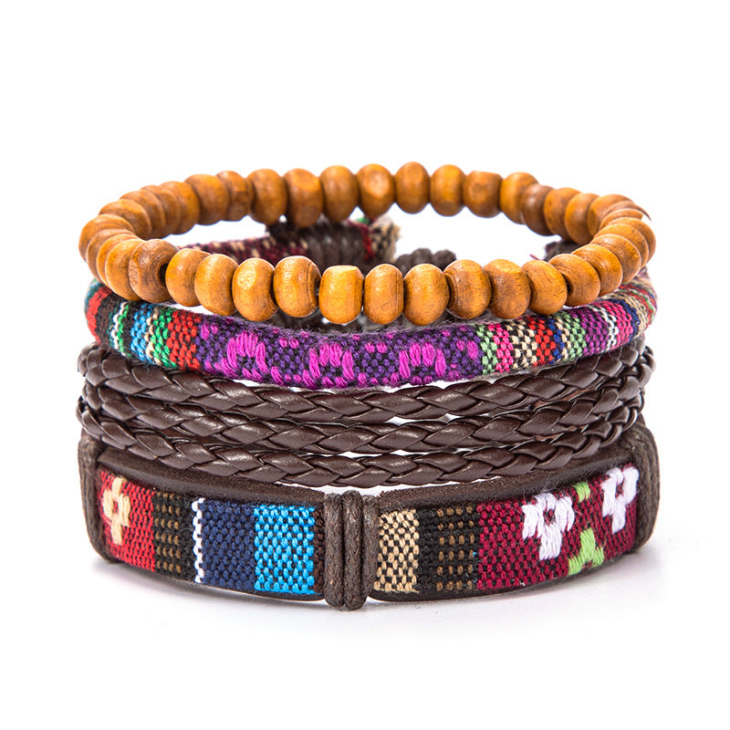 Retro Alloy Leather Fashionable Ethnic Style Wax Bracelets