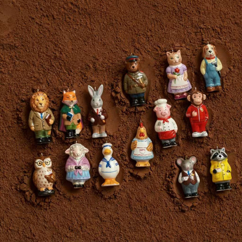 Cartoon Little Animal Piggy Chef Lion Teacher Pendant