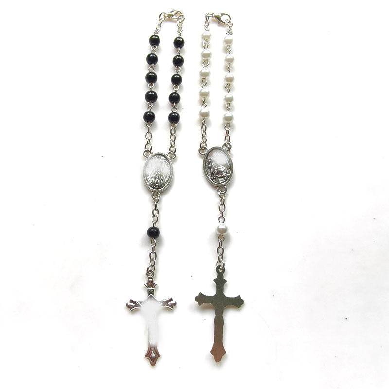 Women's & Men's Artificial Glass Pearl Cross Bracelet
