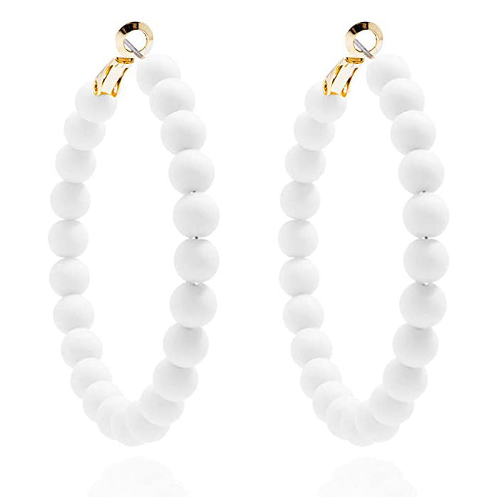 Women's Summer Colorful Acrylic Beads Round Bohemian Earrings