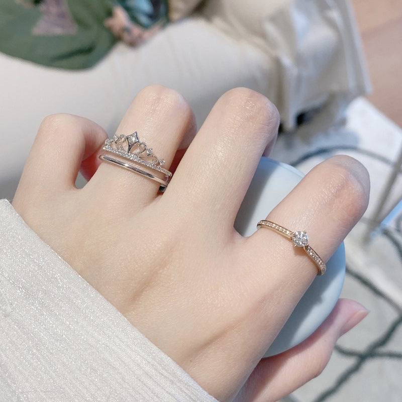 Castle Fireworks Series Crown Female Combination Couple Ring
