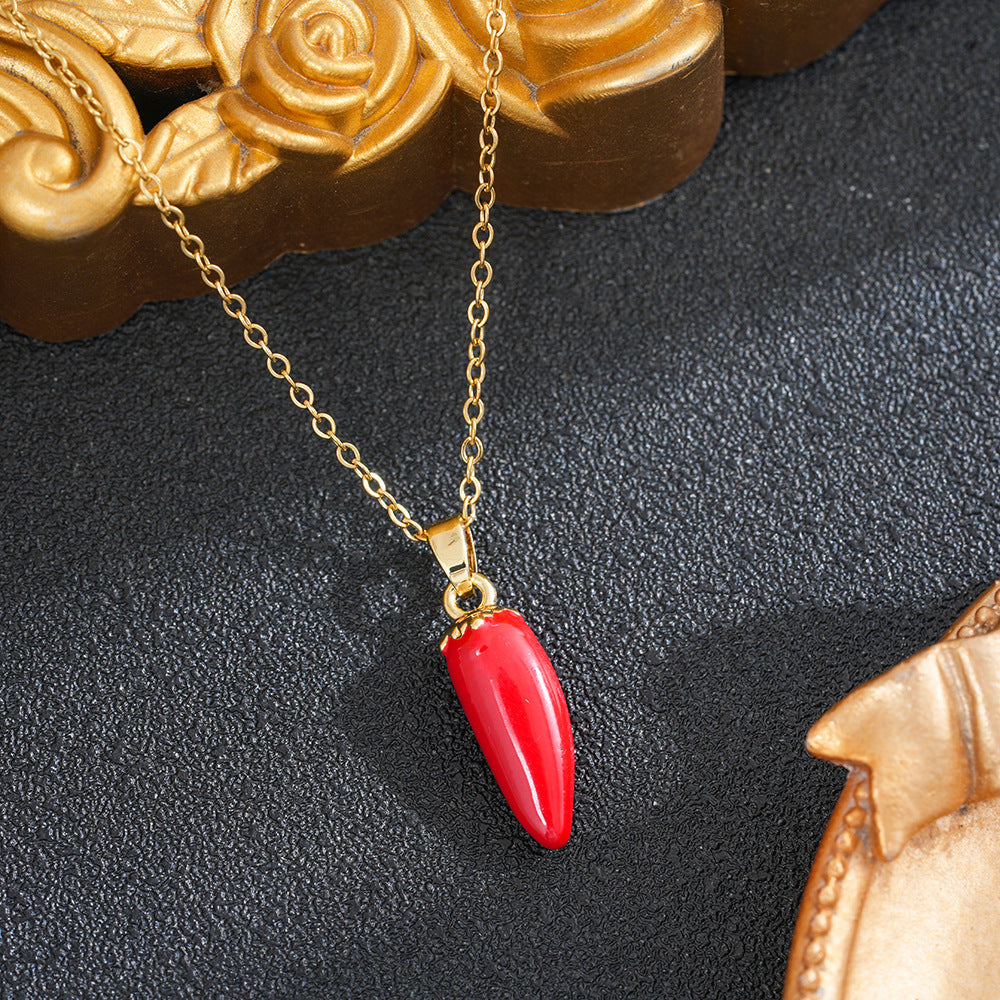 Women's Pastoral Style Strawberry Cute Simple Titanium Necklace