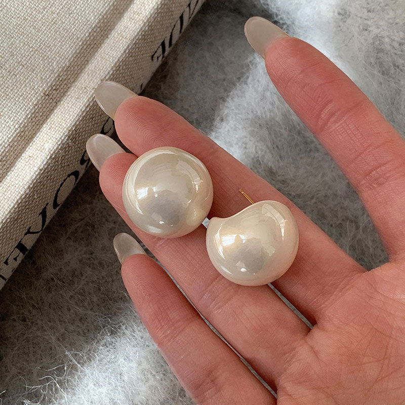 Women's French Style High Sense Semicircle Pearl Simple Temperament Commute Fashion Rings