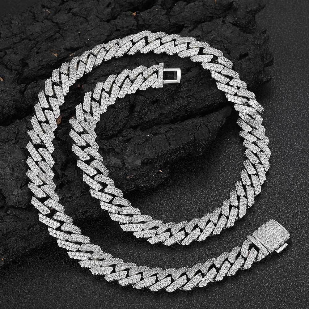 Men's Rhombus Cuban Link Chain Full Rhinestone Necklaces