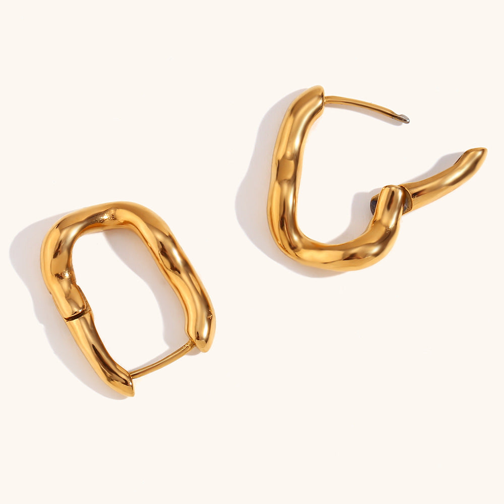 Women's Flowing Irregular Ear Clip Stainless Steel Gold Rings