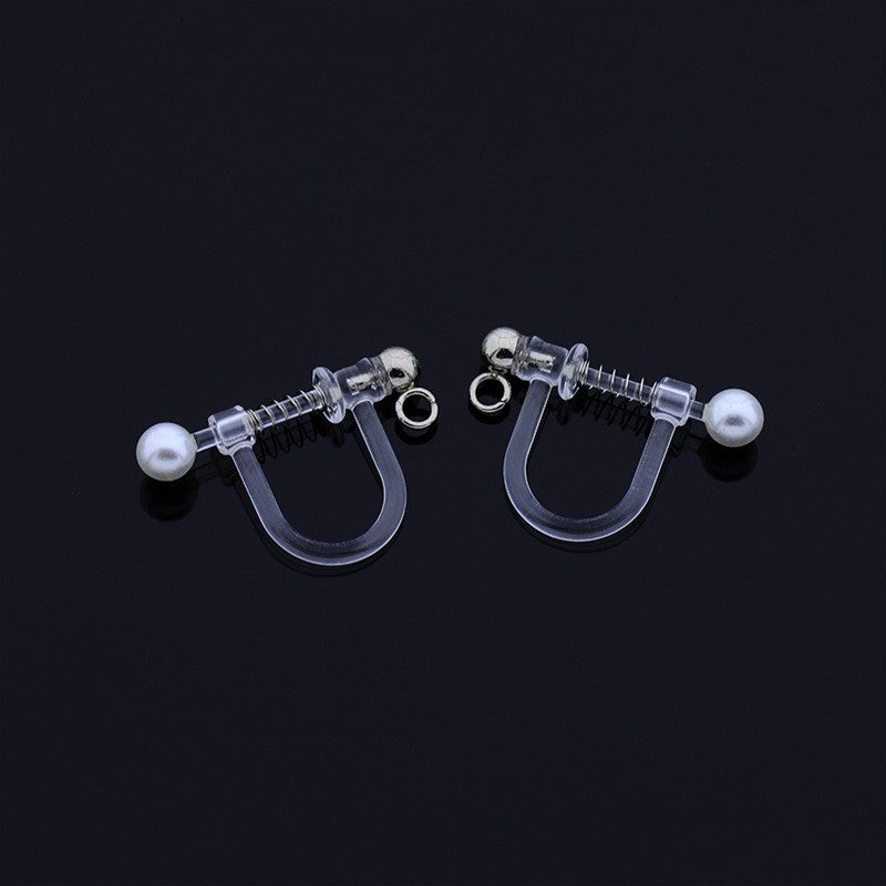 Handmade Change Transparent Resin Pearls U-shaped Ear Clip