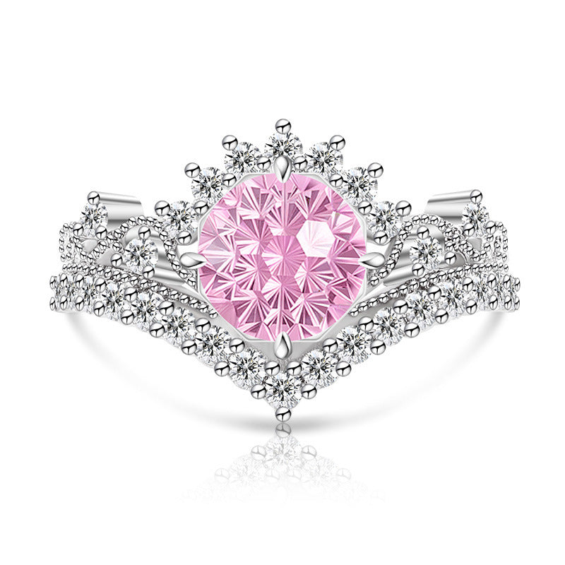 Carbon Diamond Fireworks Cut Garland Female Inlaid Ring