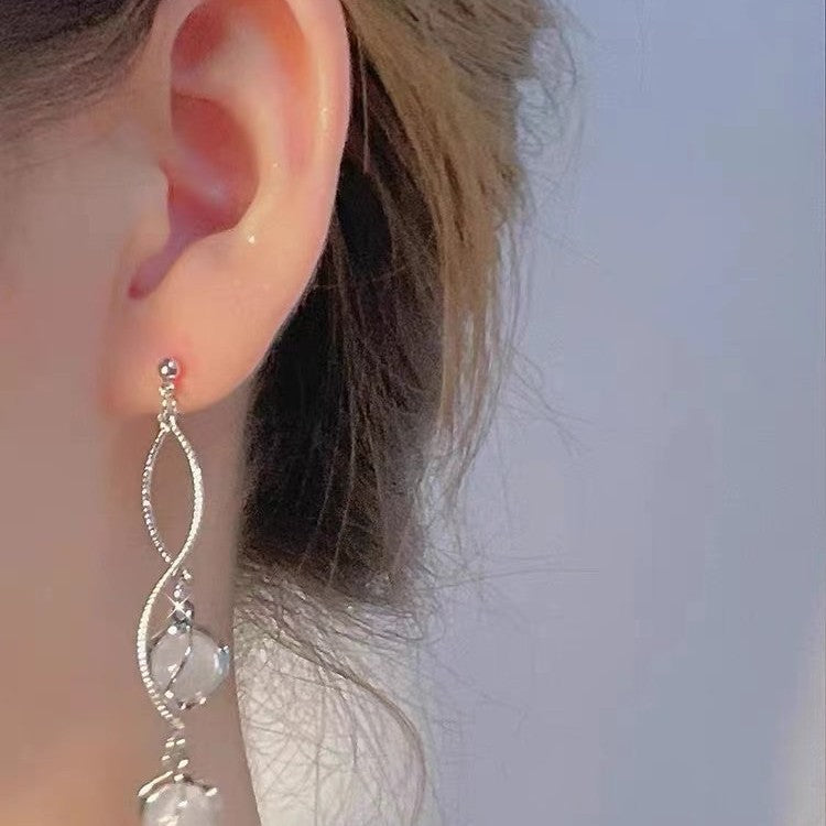 Women's Tassel Beads Eardrops Niche Design Beaded Ear Exquisite Square Round Rings