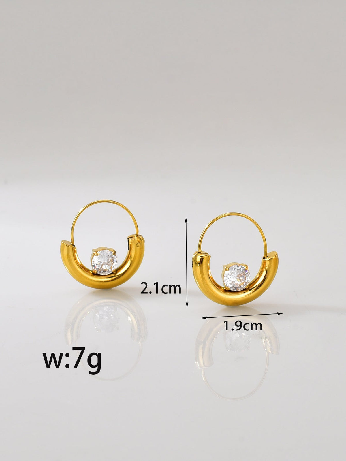 Fashion Gold Stainless White Zircon Design Earrings