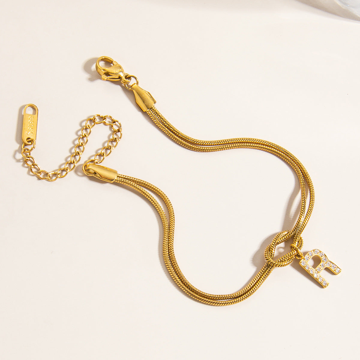 Women's Letter Knotted Round Snake Electroplated Titanium Steel Bracelets