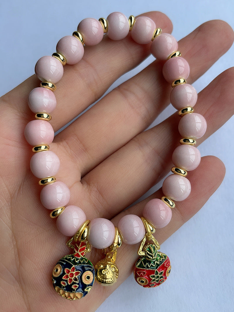 Women's & Men's Fragrant Gray Porcelain Vintage Ethnic Style Handmade Bracelet
