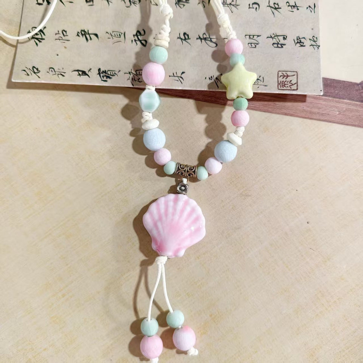 Women's Retro Ethnic Style Ceramic Butterfly Bell Fashionable Necklace