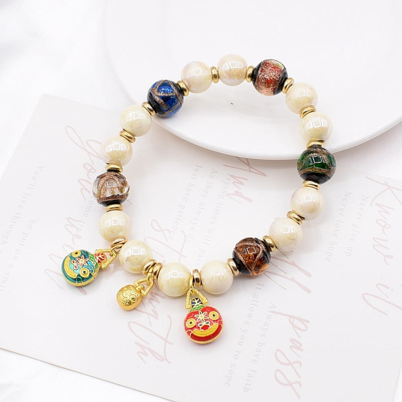 Women's & Men's Fragrant Gray Porcelain Vintage Ethnic Style Handmade Bracelet