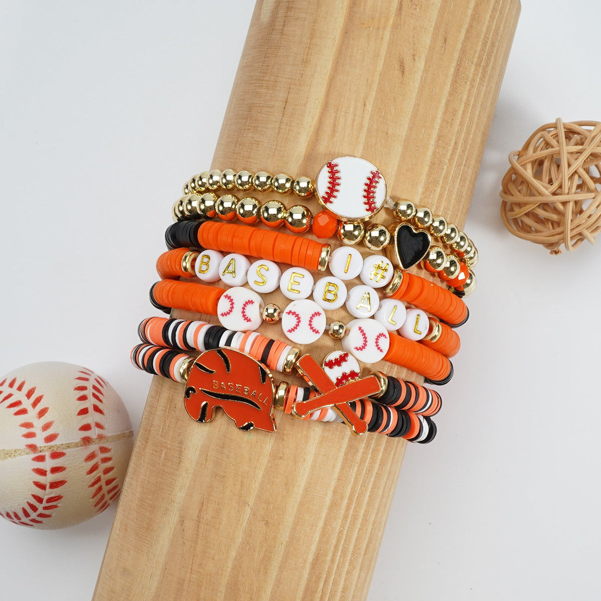 Game Day Polymer Clay Multilayer Fashion Twin Bracelets