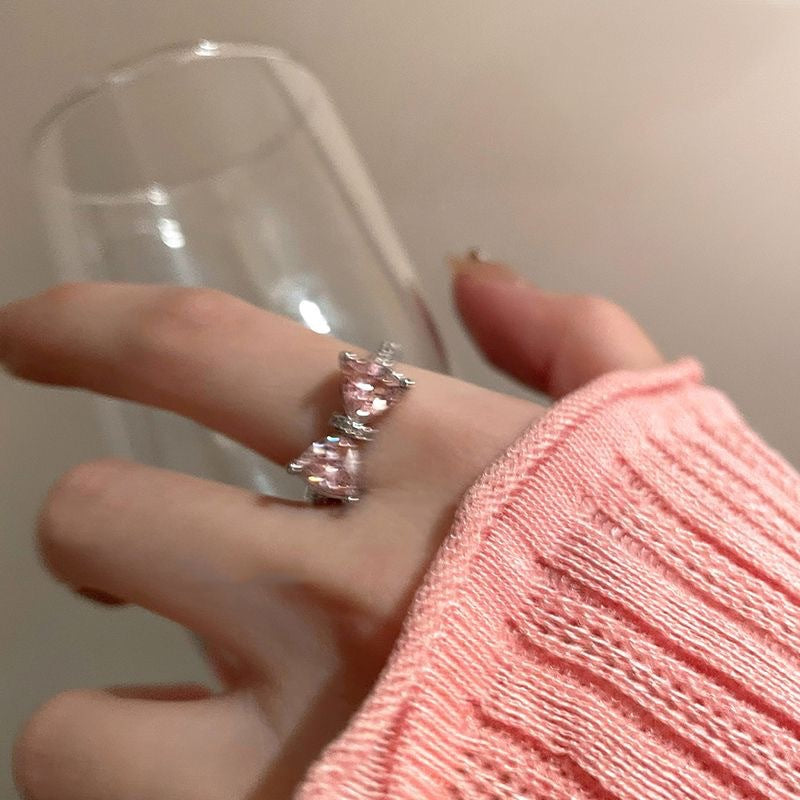 Castle Pink Bow Open Female Diamond Ring