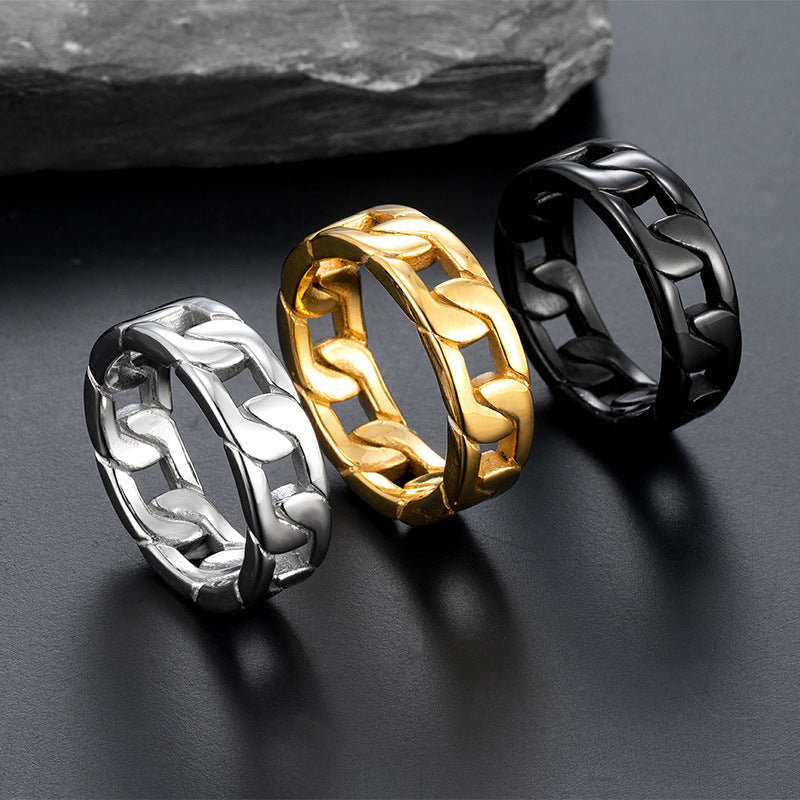 Steel Unique Hipster Hip Hop Cuban Rings