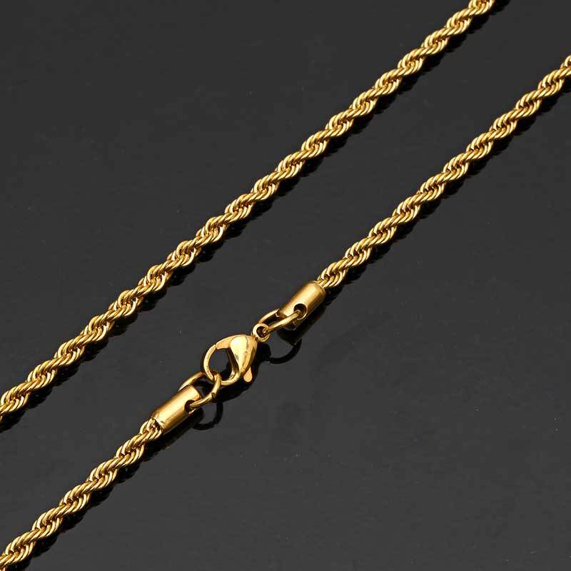 Twisted Rope Chain Necklace in Stainless Steel – Hip Hop Style Unisex Jewelry