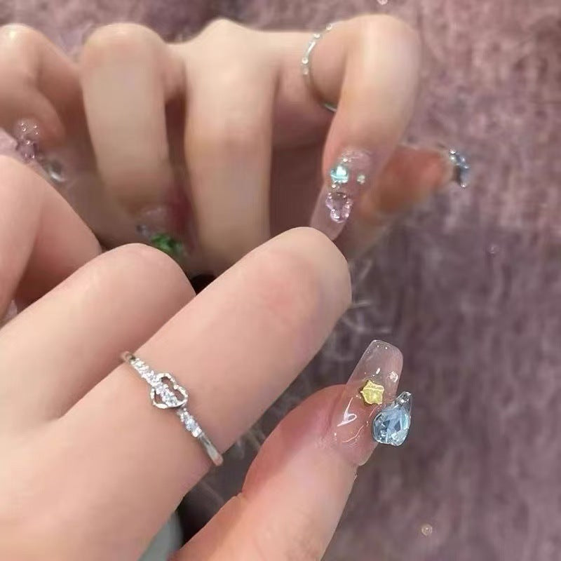 Gang Drill Hollow Heart-shaped Fashion Personality Girlfriends Ring