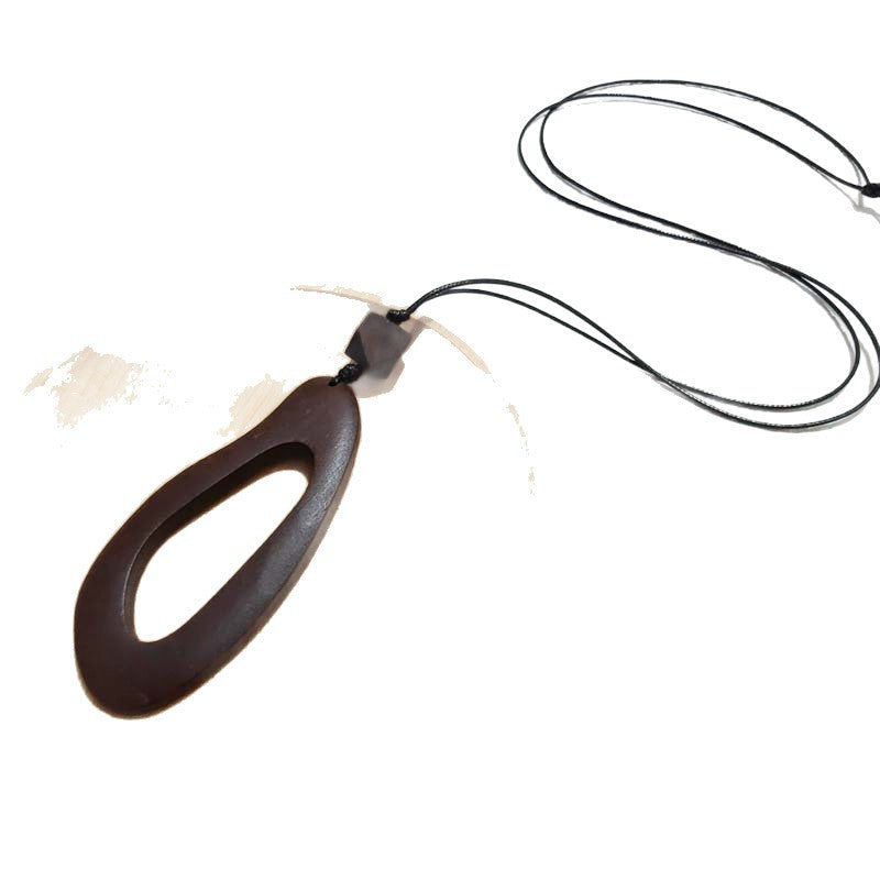 Women's Long Niche National Ethnic Woven Brown Necklace