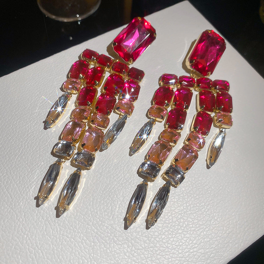 Sier Needle Zircon With Diamond Cross Personality Fashion Refined Grace Earrings