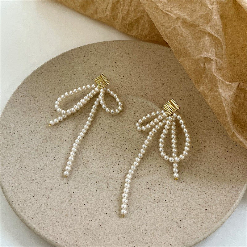 Women's Glass Pearl Grace Long Fringe Super Nice Earrings