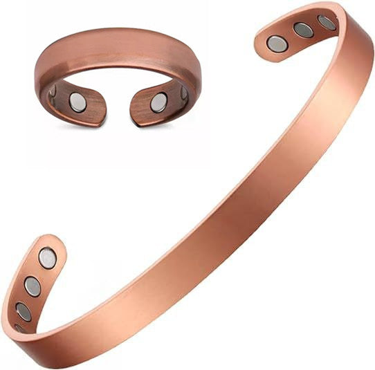 Combination Magnetic Plated Red Copper Vintage Flower Bracelet