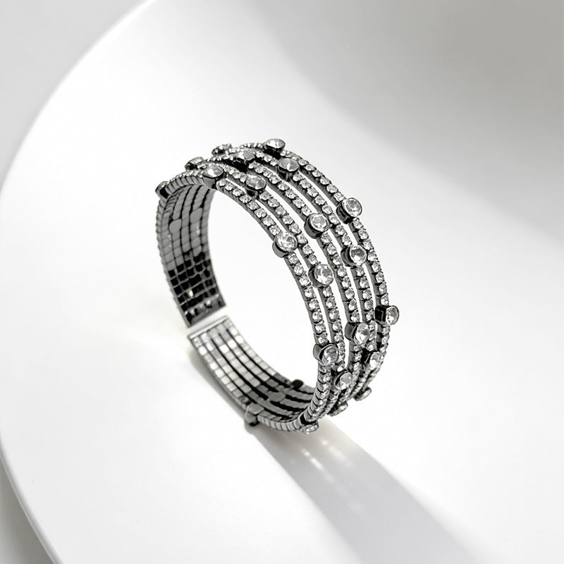 Opening Full Diamond Steel Wire Elastic Bracelet