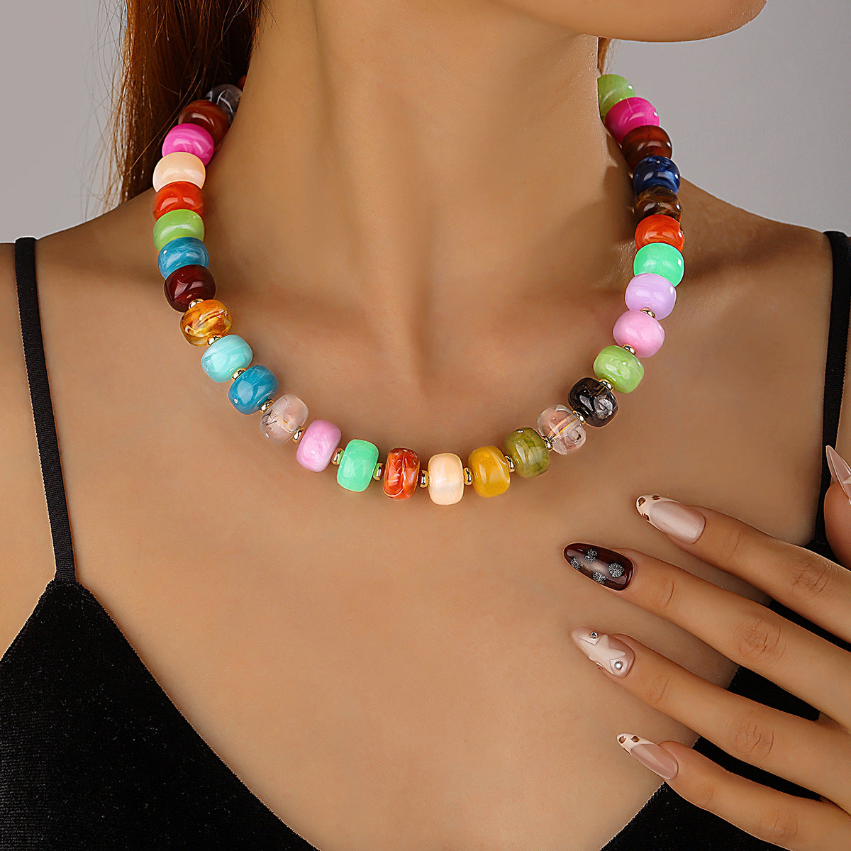 Colorful Acrylic Bead Dopamine Fashion Bohemian Jewelry Set