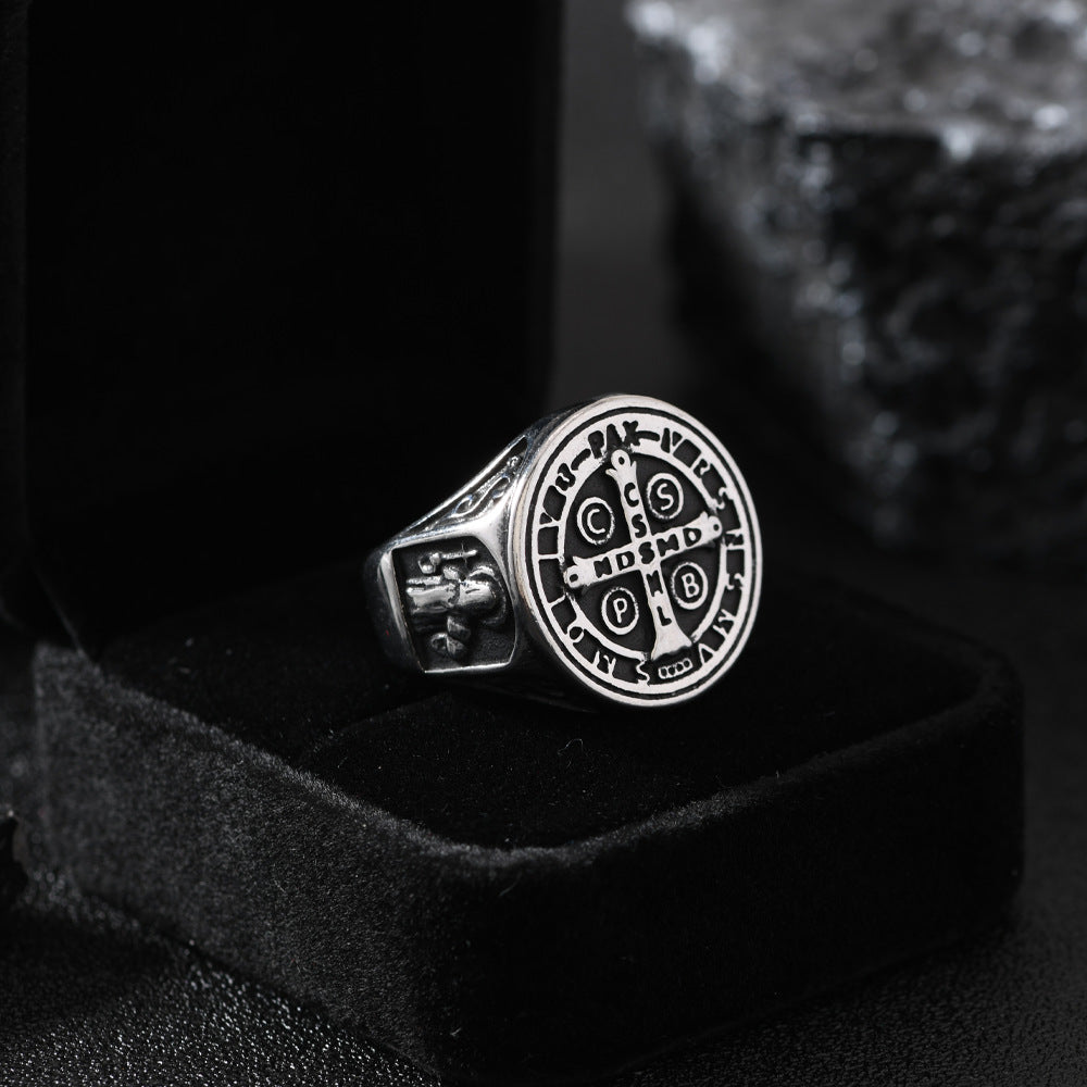 Men's Stainless Steel Cast Geometric Skull Distressed Punk Ring