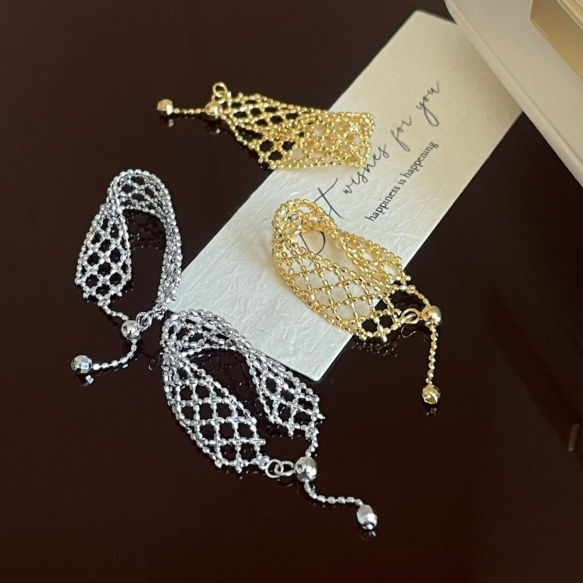 Mesh Lace Pull Adjustable Woven Dream Net Fashion Rings