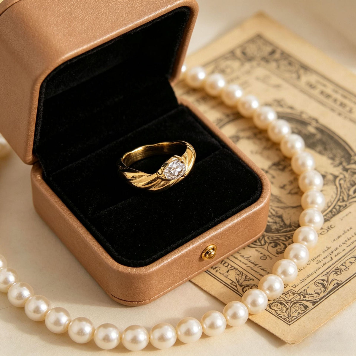 Women's Inlaid Zircon Retro Easy Matching Light Luxury Ring