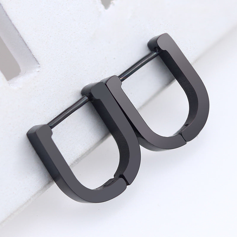 Steel Geometric Personality Hexagon Ear Clip Simple Square Earrings