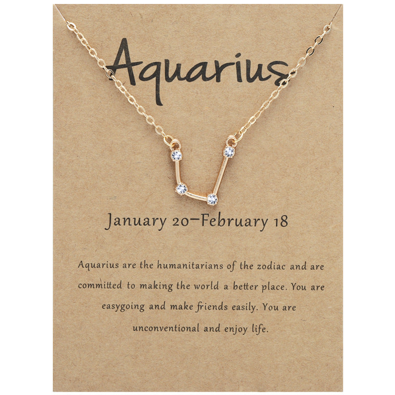 Twee Constellation Brown Card Rhinestone Clavicle Necklaces