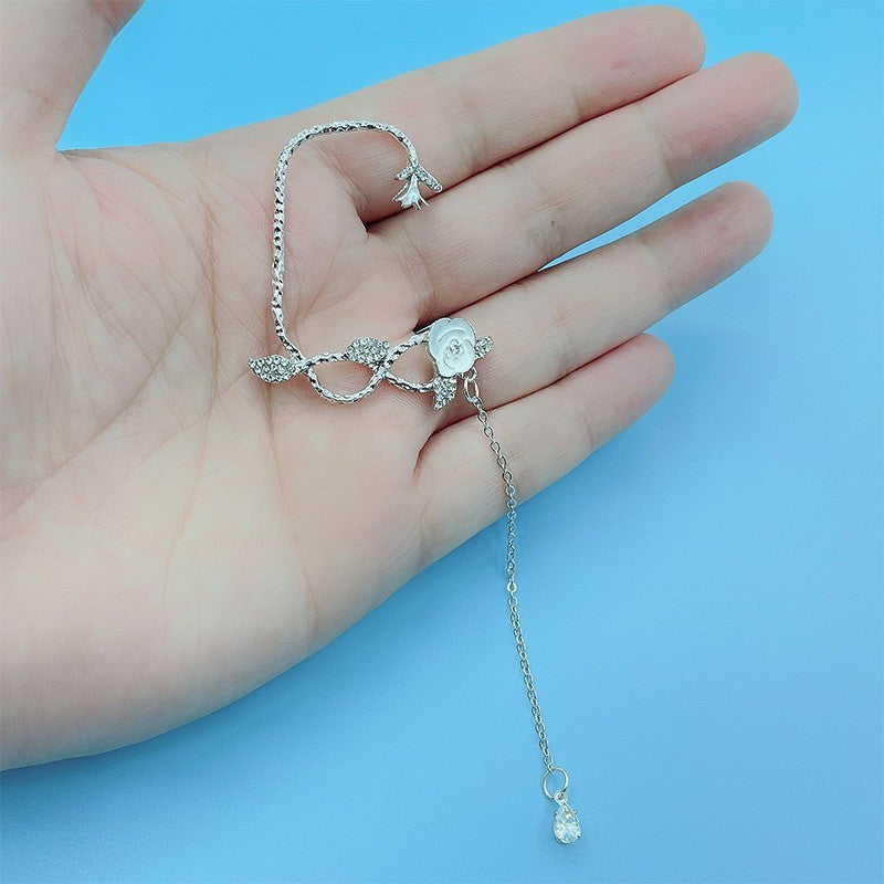 Women's Clip Inlaid Zircon Pearl Light Luxury Stud Earrings