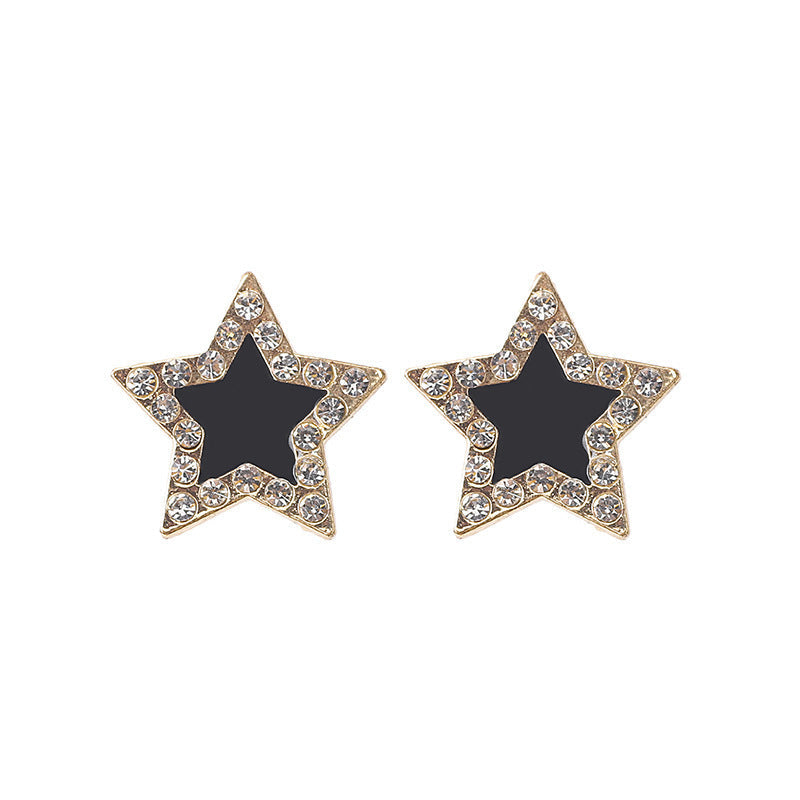 Needle Light Luxury French Pearl Retro Design Cat Eye Star Stud Earrings