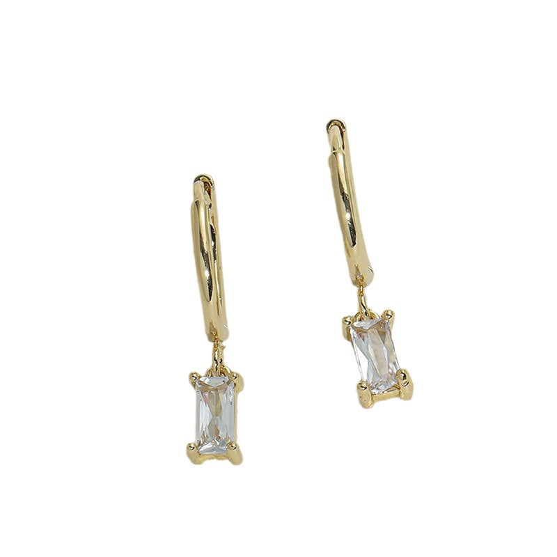 Women's Fashionable High-grade Tassel Rectangular Sterling Sier Ear Clip Niche Exquisite Earrings