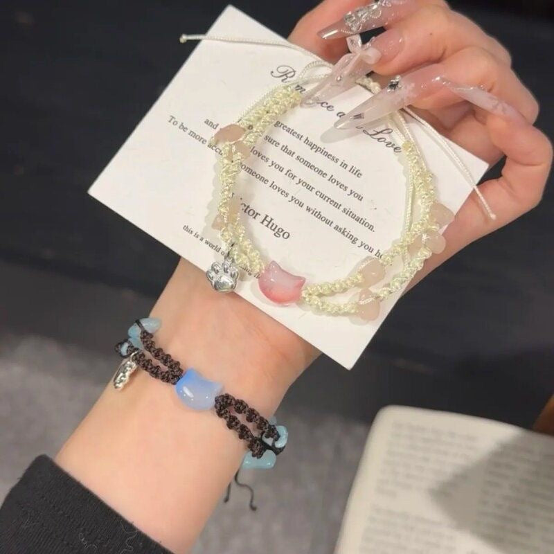 Gravel Kitty Good-looking Exquisite Sweet Hand Woven Rope Gift Bracelet