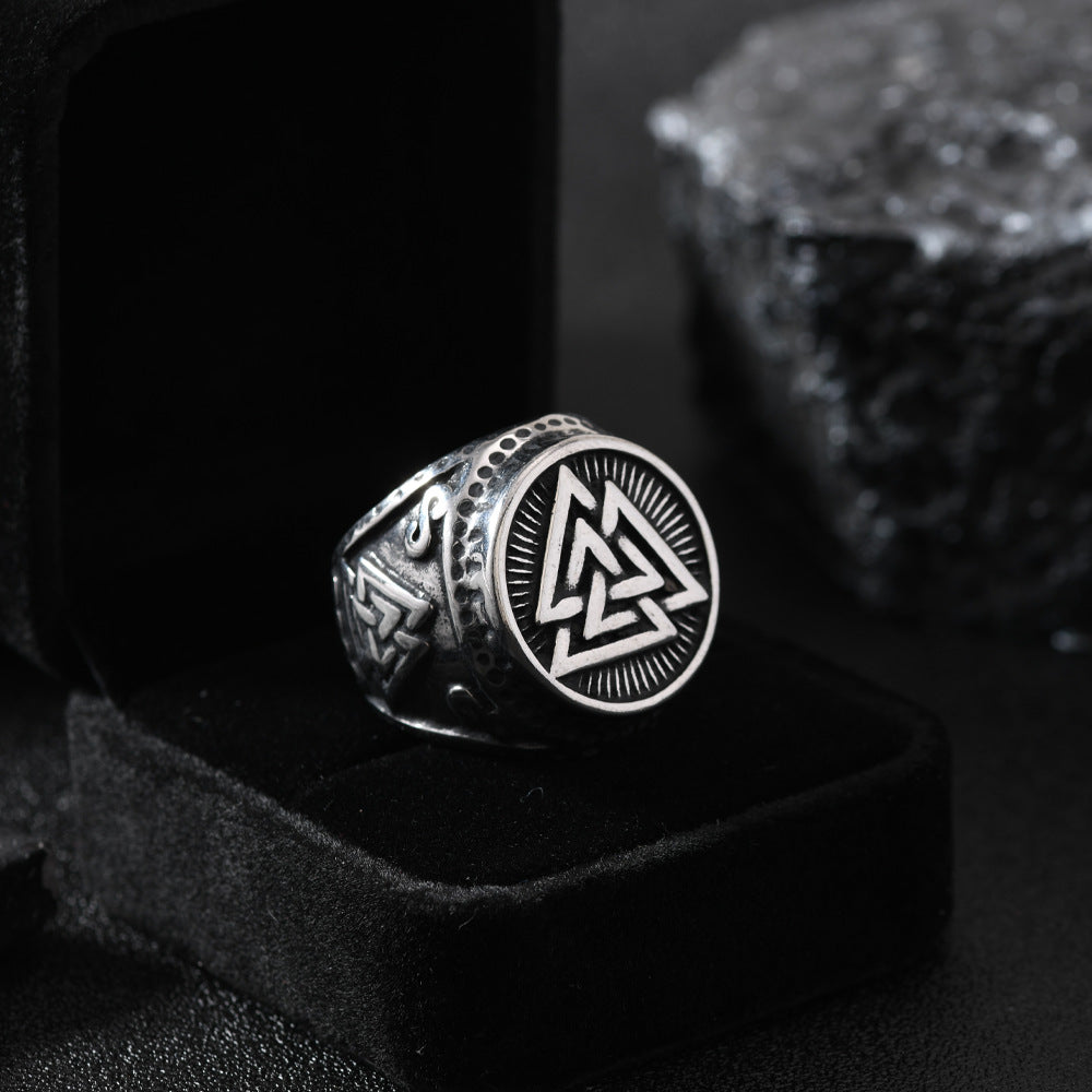 Men's Stainless Steel Cast Geometric Skull Distressed Punk Ring