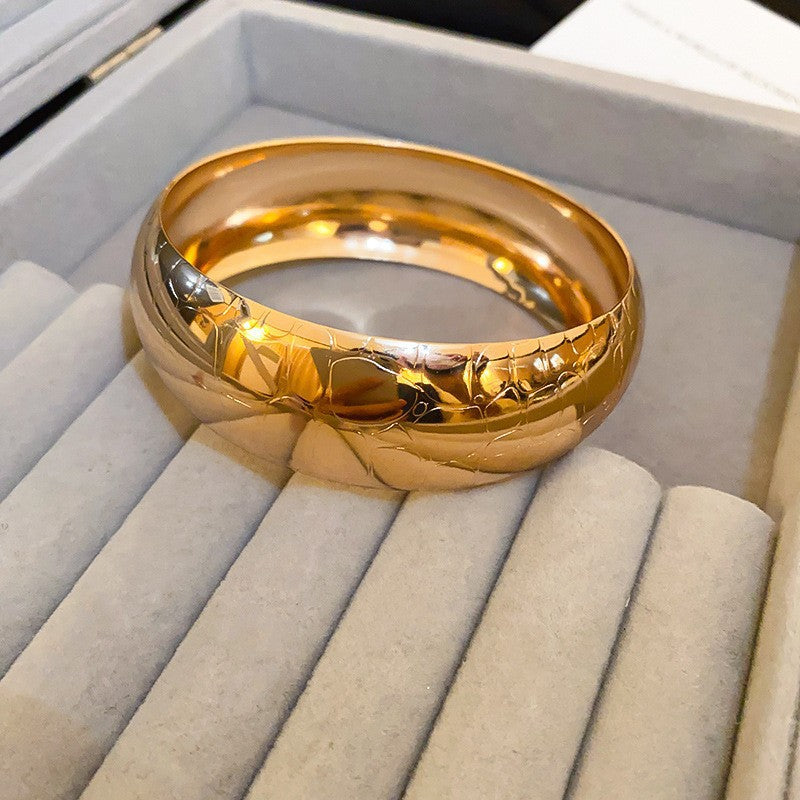 Metallic Striped Geometric Cross Flowers Openings Niche Exaggerated High Bracelet