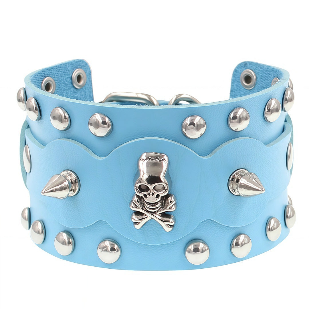 Leather Fashion Gothic Skull Punk Rivet Retro Bracelet